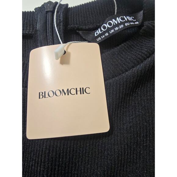 BLOOMCHIC 14-16 1X Plus Black Crochet Lace Mesh Mock Neck Jumpsuit NWT B84 - Picture 10 of 10